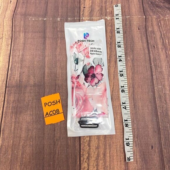 POSH TECH PINK FLORAL COTTON APPLE WATCH BAND COMPATIBLE WITH 38MM/40MM AC08 - Picture 3 of 3